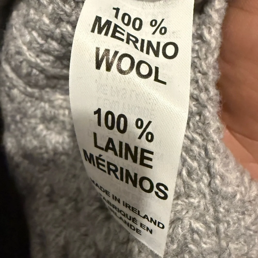 Aran Mòr Merino Wool Sweater
 Light Gray Cable Knit Cowl Neck Sweater - Picture 3 of 6